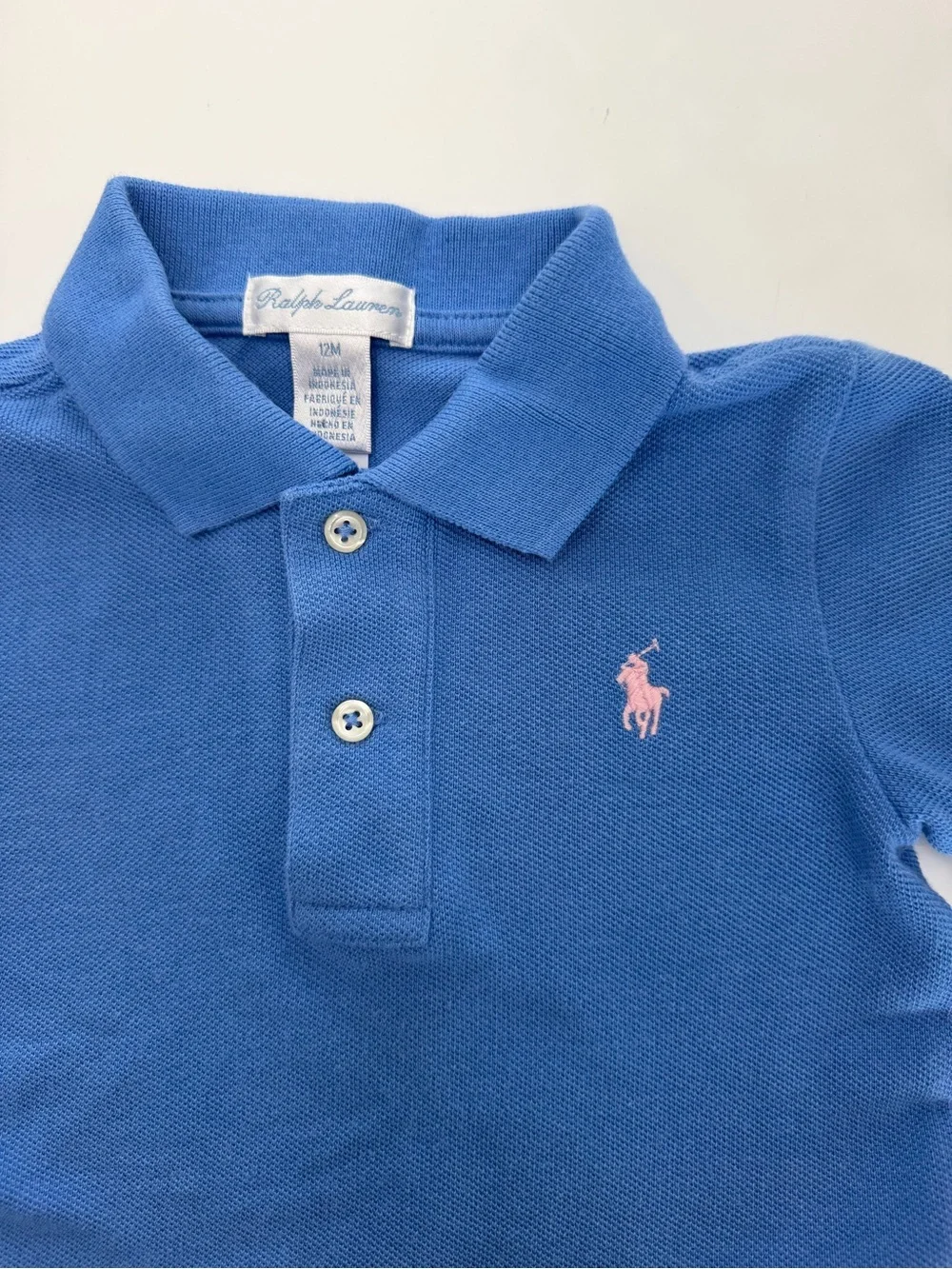 NWOT Ralph Lauren Kids Blue Polo with Pink Pony Logo